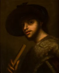 Retrato de um homem com um tubo ou flauta, c.1497-1510 (óleo sobre tela)