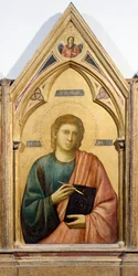 São João Evangelista, detalhe de Badia Polyptych, cerca de 1300, de Giotto (1267-1337), tempera no painel, 91x334 cm