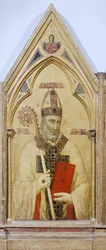 São Nicolau de Bari, detalhe de Badia Polyptych, cerca de 1300, de Giotto (1267-1337), tempera no painel, 91x334 cm