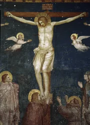 Cristo crucifica, detalhe da Crucificação com cinco Franciscanos - Fresco