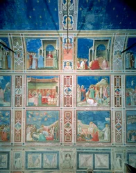 Vista dos afrescos na parede esquerda, c.1303-05 (afresco) (pós-restauração)