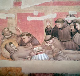 Representação da morte de São Francisco de Assis, século XIV