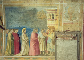 A procissão do casamento das virgens, c.1305 (após a restauração)