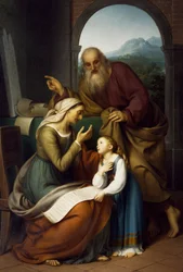 Educação da Virgem, Giovanni Carnovali conhecido como Il Piccio (1804-1873), óleo sobre tela, 205x140 cm. Igreja Paroquial de São Bartolomeu, Almenno San Bartolomeo. Itália