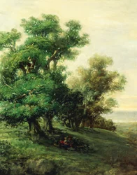 Paisagem, por Giovanni Carnovali ou Carnevali conhecido como Piccio (1804-1873), Detalhe
