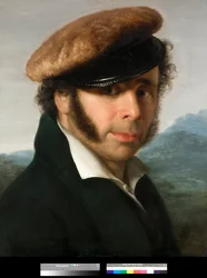 Retrato do pintor italiano Pietro Ronzoni (1781-1862) Pintura de Giovanni Carnovali dit Piccio (1804-1873) 1825 Coleção particular