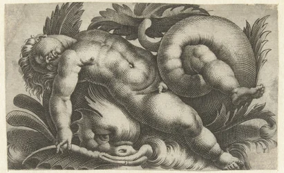 Putto dormindo no golfinho Putti em criaturas do mar (título da série)