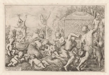 Bacanal com altar, fauno e Silenus