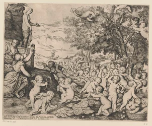 Veneração de Vénus por putti