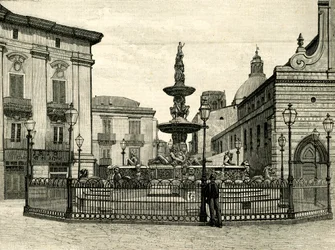 A Fonte de Orion, de Giovanni Angelo Montorsoli (ca 1506-1563), Piazza Duomo, Messina, Sicília, Itália