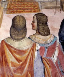 Benedito excomungou duas freiras e as absolve após sua morte Detalhe afresco do claustro por Antonio Bazzi dit il Sodoma (1477 - 1549) relatando a vida de São Bento de Nursie (480 - 567) fundador da Ordem de Beneditina 1503 - 1508 Abadia de Mo