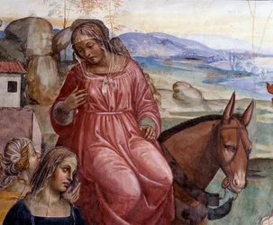 Bento deixou a casa de seu pai e foi a Roma para estudar Detalhe do servo de Benoit, Cyrilla - Fresco do cloitro realizado por Antonio Bazzi dit il Sodoma (1477-1549) relatando a vida de São Bento de Nursia (480 - 567) fundador da Ordem