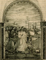 Multiplicação de pães e peixes, frescos por Sodoma (1477-1549), refeitório de Sant