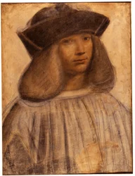 Retrato de Francesco Melzi (v. 1491- 1570) Pintor, aluno e acompanhante (amante) italiano de Leonard de Vinci (desenho)