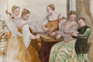 Menino jovem e senhoras da corte, detalhe do Concerto, Sala Principal, c.1570 (fresco)