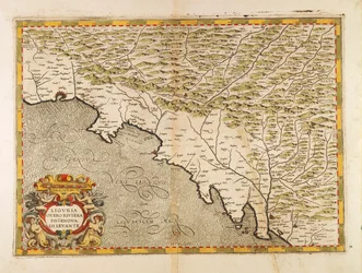 Região da Ligúria Oriental, do Atlas da Itália por Giovanni Antonio Magini, gravura em cobre