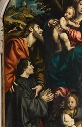 Altar de Santa Catarina, Nossa Senhora e Criança entre os Santos Filipe e Tiago e o doador Giacomo Schizzi, Il Pordenone 1522, Detalhe