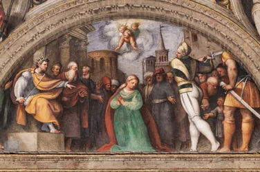 Lunette retratando a decapitação de Santa Catarina