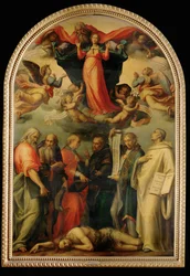 A disputa dos doutores sobre a Imaculada Conceição, c.1530 (pintura sobre madeira)
