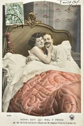 Cartão Postal: Honni soit qui mal pense y/Sunday descansar semanalmente - data 1907