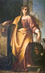 Santa Marta e o Dragão Tamed (óleo sobre painel)