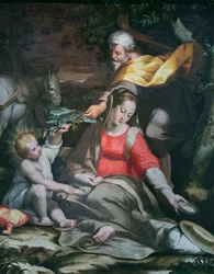 Descanso na fuga para o Egito, c.1575-80 (óleo sobre tela)