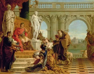Mecenas apresentando as artes liberais ao imperador Augusto (63BC-14AD) c.1745 (óleo sobre tela)