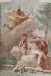 Palazzina (Pequeno Edifício), a terceira sala ou quarto do Aeneid: "Aeneas sonha com Mercúrio que o ordena a sair"