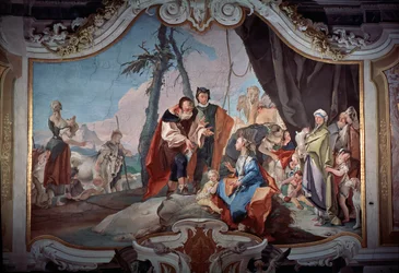 Rachel escondendo os ídolos roubados de seu pai Laban