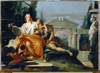 Rinaldo sob o feitiço de Armida. Da obra de Torquato Tasso (pintura sobre tela)