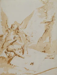 A morte de Santo Onófrio (giz, caneta, tinta e lavagem)