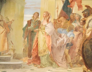 A Magnanimidade de Scipio, de Giambattista Tiepolo (1696-1770), fresco, detalhe, Villa Lombardi Cordellina, Montecchio Maggiore, Vicenza, Itália