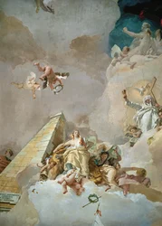A glória de Espanha, fresco do teto da sala do trono do Palácio Real, Madrid