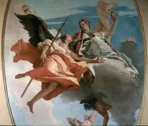 Alegoria da Força e do Conhecimento Pintura de Giambattista Tiepolo (1696-1770) 1743 Sol. 479x251 cm Udine, Museo Civico