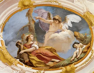 Anjo conforta Hagar no deserto por Giovanni Battista Tiepolo (1696-1770), fresco, Palácio Patriarcal, Guest Hall, Udine