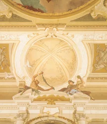 Pormenor dos frescos no tecto do salão de baile, Villa Pisani, Stra, Veneza, de Giambattista Tiepolo (1696-1770)