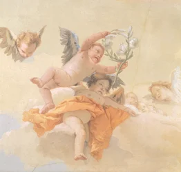 Glória dos Anjos, de Giovanni Battista Tiepolo (1696-1770), Afresco, Detalhe, Oratório da Pureza, Udine