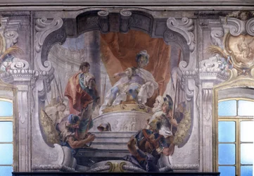 Hannibal (247 AC a 183 AC) ordenou a libertação de um prisioneiro. Fresco por Giambattista Tiepolo (1696 - 1770). Palazzo Dugnani em Milão.