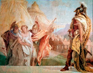 Ilíada de Homere: "Thaltybios et Eryrates emmene briseis near Agamemnon" Fresco de Giambattista Tiepolo (1696-1770)