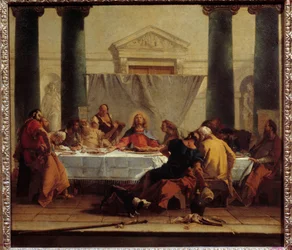 Pintura La cene de Giovanni Tiepolo (1696-1770) 1745-1750 Sol. 0,8x0,89 m