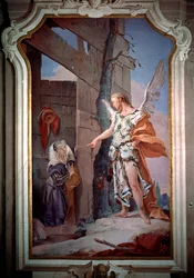 O anjo anuncia a Sarah que ela será mãe (Fresco