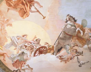 Alegoria de Casamento por Giambattista Tiepolo (1696-1770), afresco, detalhe, Tecto da Sala da Alegoria Nupcial, Ca