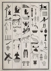 Desenhos das decorações de dentro do túmulo do faraó Psamético I, reproduzidos em 1817 por Giovanni Battista Belzoni, alojados no Museu Britânico, Londres