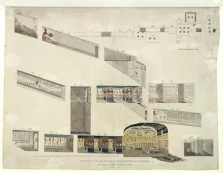 Seção da tumba de Psammuthis em Tebas, descoberta e aberta por Belzoni em 1818