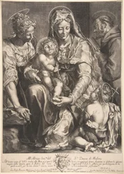 Virgem e Menino com Santa Catarina, Francisco de Assis e João Batista, meados do século XVII.