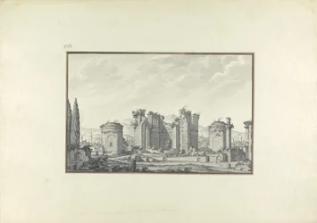 Kizil Avlu, o Salão Central, em Pergamon (caneta e tinta e papel lavado)