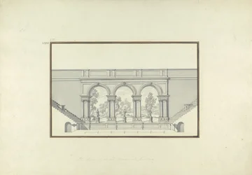 Reconstrução do Segundo Teatro de Laodicéia, c.1750 (caneta e tinta e lavagem sobre grafite sobre papel)