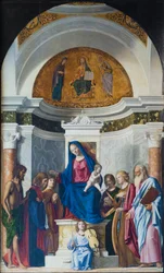Nossa Senhora Entronizada com o Menino e São João Batista, São Cosme e São Damião, c.1507 (óleo sobre madeira)