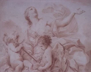 Figura da Esperança, com dois Cupidos Alados segurando uma âncora (desenho)