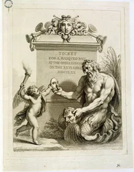 Bilhete para um Baile de Máscaras na Casa da Ópera no dia 26 de abril, gravado por Francesco Bartolozzi (1727-1815), 1770